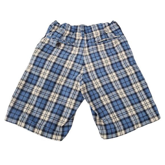 GAP Kids Boys Blue & White Check Shorts w Concealed Adjustable Waist 8 Regular - Picture 2 of 4